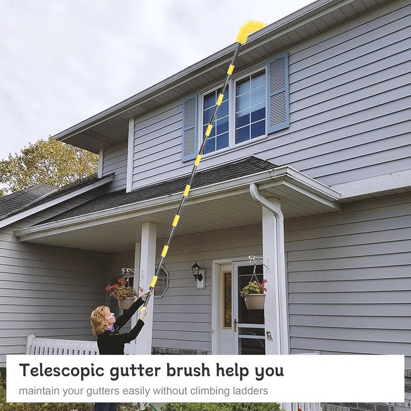 ElephantBird Gutter Cleaning Tools from The Ground, 10 FT Gutter Cleaning Brush with Telescopic Pole, Long Reach Gutter Guard Roofing Tool for Removing Leaves and Debris - Image 2